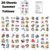 144pcs Summer Temporary Tattoos Bulk, Fake Tattoos for Boys Girls Teens Adults, Pool Beach Hawaiian Luau Party Favors Decorations view 3