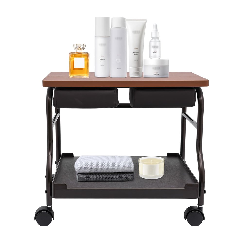 ZBXGJKSY Beauty Salon Nail or Foot Bath Spa, Pedicure Trolley Cart Foldable Boards Portable Trolley with Caster for Foot Rest Pedicure Manicure Funiture Massage Table Salon Supplies