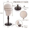 Peohud 21 Inch Mannequin Head, Canvas Wig Stand with Head, Linen Dome Model Head with Detachable Wood Stand for Hats, Caps, Headdress, Wig Making, Headband Display view 2