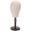 Peohud 21 Inch Mannequin Head, Canvas Wig Stand with Head, Linen Dome Model Head with Detachable Wood Stand for Hats, Caps, Headdress, Wig Making, Headband Display view 4