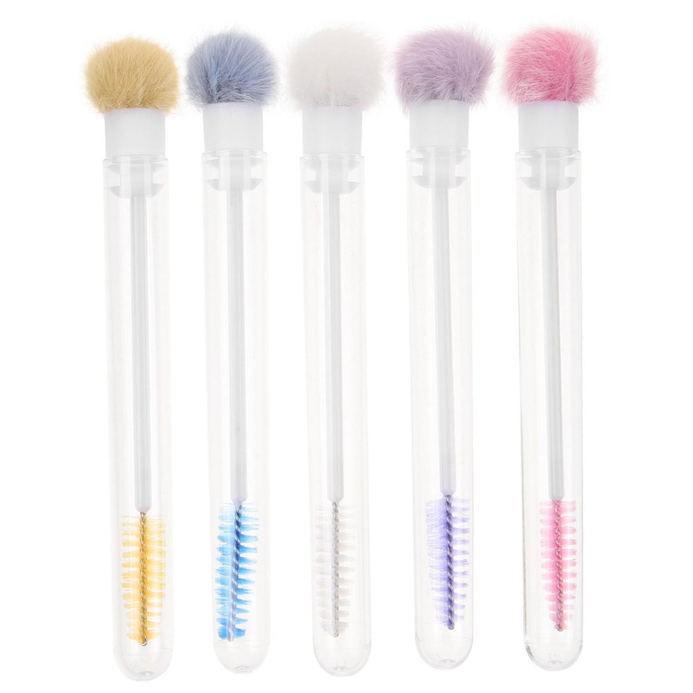 Baluue 5pcs Eyelash Brush with Tube Stylish Eyebrow Mascara Applicator Ergonomic Design for Natural Makeup Portable Brushes for Eye Makeup