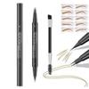 2-in-1 Waterproof Dual-Ended Eye Brow Pencils with 2-Fork and Ultra-Precise Brow Pencil Tip, Sweat-resistant and Smudge-Proof, Natural and Long Lasting (Light Brown) view 1