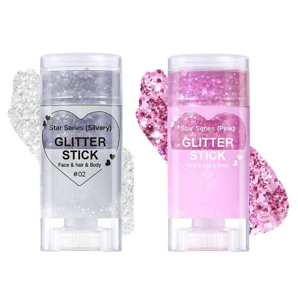 Body Glitter Stick,Mardi Gras Accessories,Sparkling Face Hair Glitter,Mermaid Sequins Chunky Glitter Face Paint,Singer Concert Outfit Festival Rave Accessories for Women and Kids (#2+4)