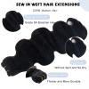 Sew in Bundles Hunan Hair Weft Extensions 12 Inch Body Wave Natural Black Hair Extensions Real Human Hair Wefts Sew in 80G Hand Tied Weft Hair Extension Human Hair Bundles Weave Extensions for Women view 2
