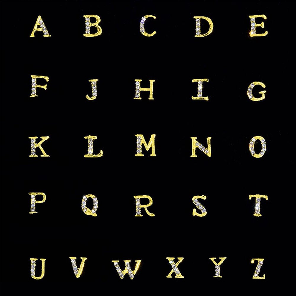 26Pcs 3D Metal Gold A-Z English Letters For Rhinestone Art Decoration Jewelry For Womens