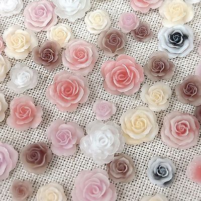 50Pcs Rose Embellishments for Jewelry Making Art Decors 3D Flower Art Resin Rhinestones Nails