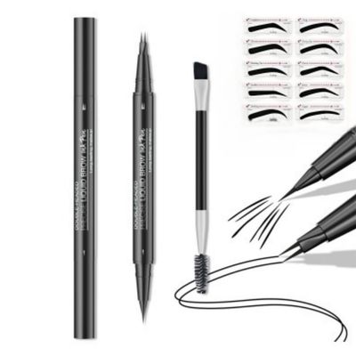 2-in-1 Waterproof Dual-Ended Eye Brow Pencils with 2-Fork and Ultra-Precise Brow Pencil Tip, Sweat-resistant and Smudge-Proof, Natural and Long Lasting (Black)