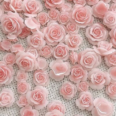 50Pcs Rose Embellishments for Jewelry Making Art Decors 3D Flower Art Resin Rhinestones Nails
