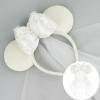 LIHELEI Bridal Veil Mouse Ear Headband, Headband for Honeymoon Wedding, Bachelorette Party Headpiece for Women Girls-White view 2
