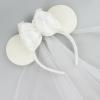 LIHELEI Bridal Veil Mouse Ear Headband, Headband for Honeymoon Wedding, Bachelorette Party Headpiece for Women Girls-White view 3