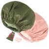 2pcs Genergy Luxury Shower Cap Satin Lined For Women Waterproof Adjustable Baths Bonnet Reusable Extra Large Double Layers And Reversible Elastic Bath Cap(Pink+Green) view 1