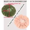 2pcs Genergy Luxury Shower Cap Satin Lined For Women Waterproof Adjustable Baths Bonnet Reusable Extra Large Double Layers And Reversible Elastic Bath Cap(Pink+Green) view 3