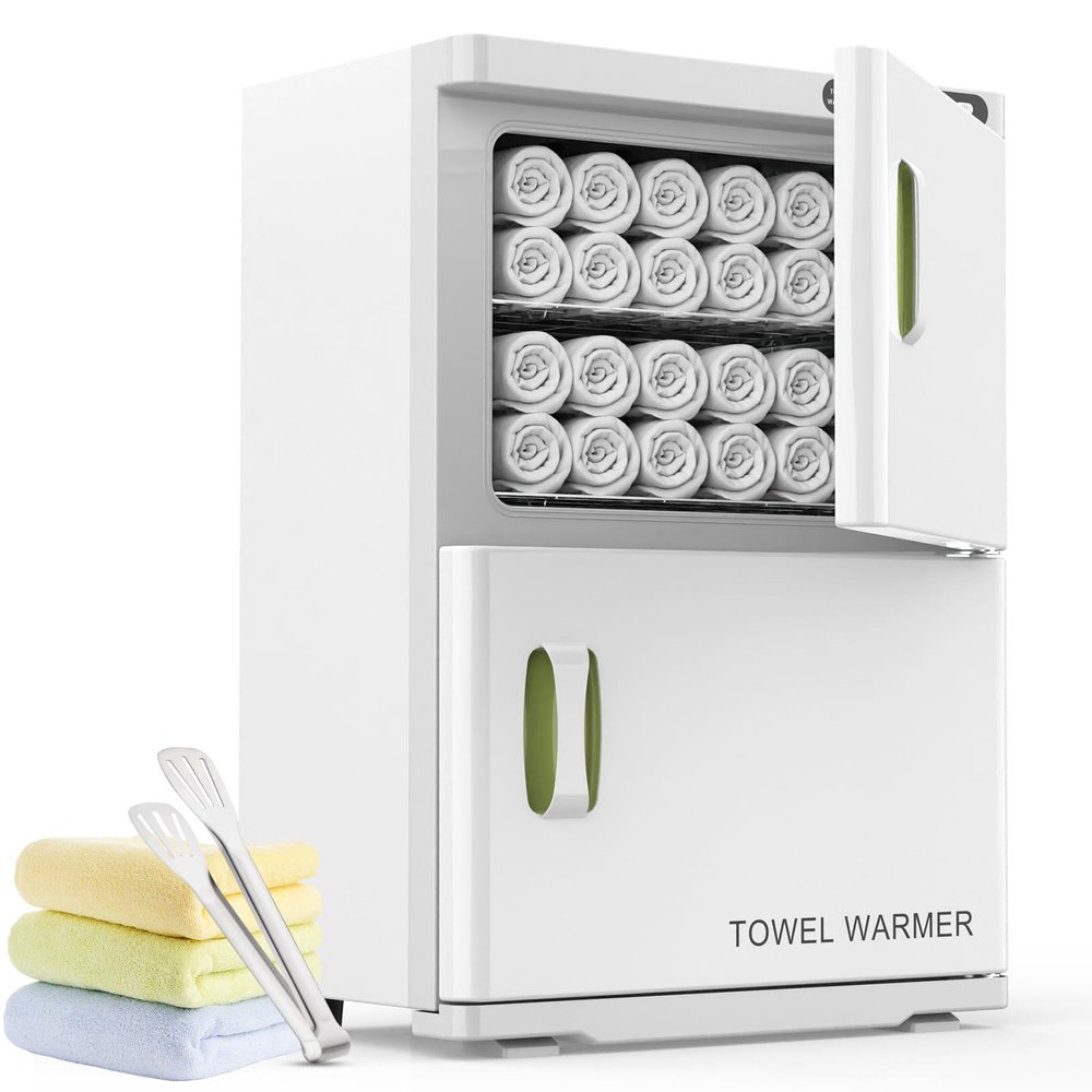 ADVWIN 46L Hot Towel Warmer Cabinet, Towel Warmer for Spa Salon, Professional Large Capacity Towel Double Cabinet for Bathroom, Esthetician (white, 46L)