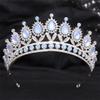Women Water Drop Crystal Tiaras For Wedding Birthday Party Elegant Crown Hair Accessories Silver Blue Opal view 1