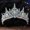 Women Water Drop Crystal Tiaras For Wedding Birthday Party Elegant Crown Hair Accessories Silver Blue Opal view 2