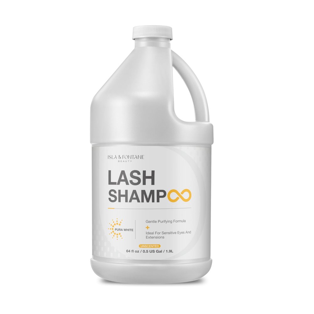 ISLA & FONTANE Lash Shampoo Bulk Pura White 64 fl oz | Gentle Eyelash Shampoo for Extensions | Lash Foam Cleanser | Oil-Free Lash Bath for Home & Salon Use