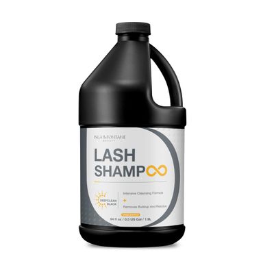 Isla & Fontane Lash Shampoo DeepClean Black 64 fl oz | Charcoal Lash Cleanser for Extensions | Deep Purifying Lash Bath Foam | Tea Tree & Witch Hazel Formula | Lash Shampoo Bulk For Salon & Home Use