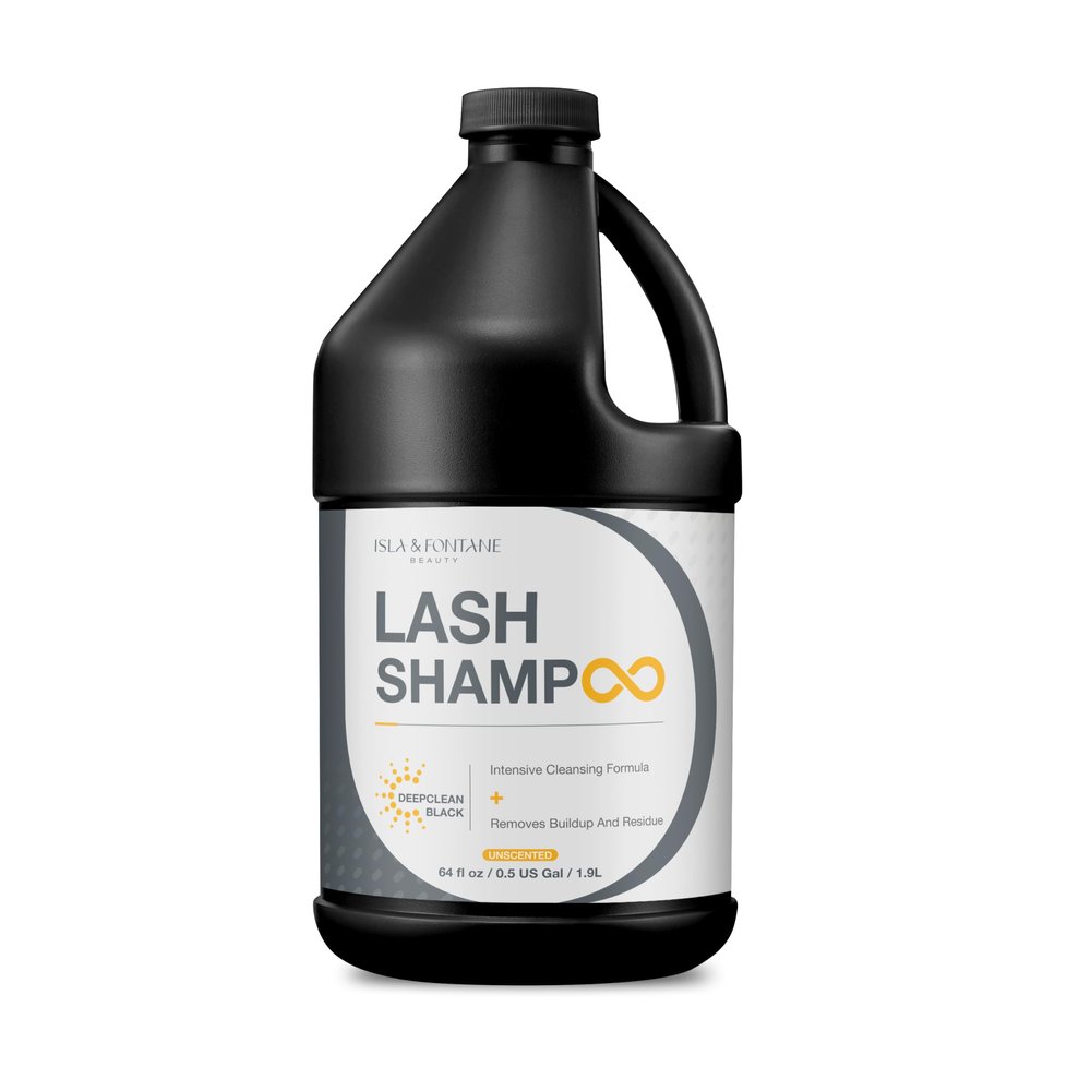 Isla & Fontane Lash Shampoo  DeepClean Black 64 fl oz | Charcoal Lash Cleanser for Extensions | Deep Purifying Lash Bath Foam | Tea Tree & Witch Hazel Formula | Lash Shampoo Bulk For Salon & Home Use