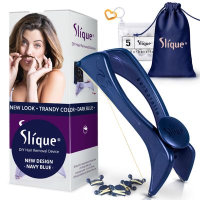 Original Slique Hair Removal Threading Epilator Facial Hair Remover for Women Includes 5 Replacement Threads Easy to Use for Eyebrows, Upper Lip, Cheeks & More Compact & Travel-Friendly
