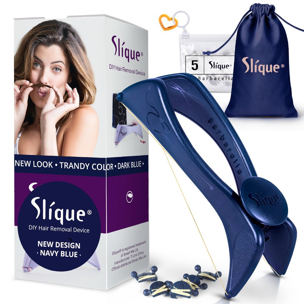 Original Slique Hair Removal Threading Epilator Facial Hair Remover for Women Includes 5 Replacement Threads Easy to Use for Eyebrows, Upper Lip, Cheeks & More Compact & Travel-Friendly