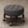 Yuidaaavzz Rolling PU Leather Low Stool with Wheels for Nail Salon Pedicure SPA Home Foot Stool (Dark Grey) view 1