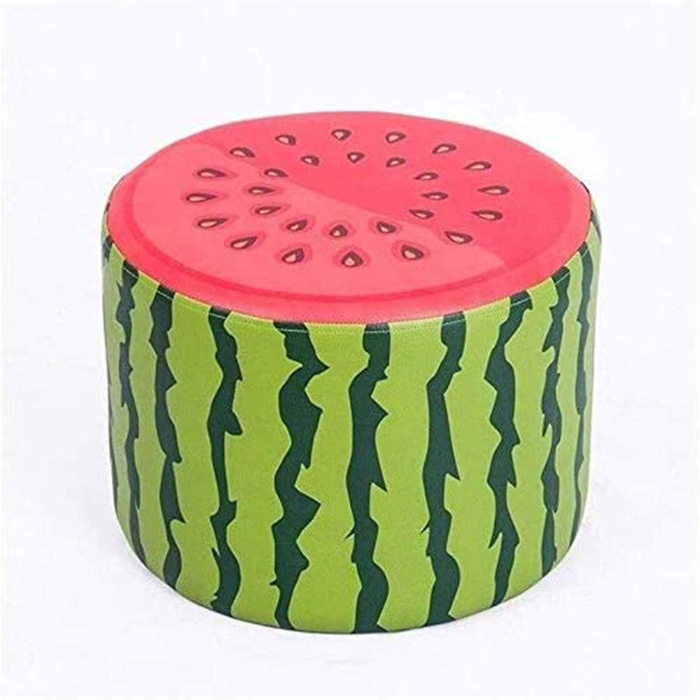 A1DFDFGOQSFG Foot Stool,Beauty Stool Shower Stool Wooden Stool Painting Multi-Function Household Leather Dock Work Bench Cute Small Round(Color:Dragon Fruit) (Watermelon)