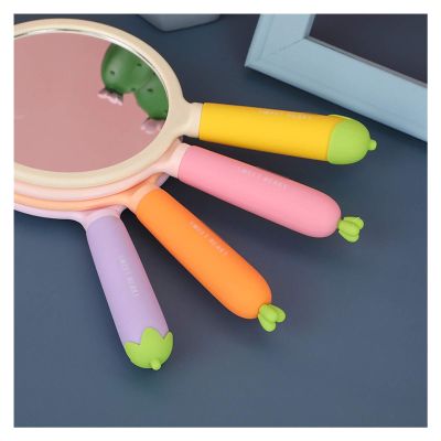 A1DFDFGOQSFG Desktop Vanity Mirror Handheld Makeup Mirror Cute Round Silicone Handle Mirror Ladies Portable Makeup Mirror Ladies Beauty Makeup Mirror Suitable for Travel, Ma