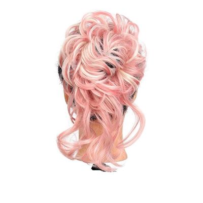 WOAITIANTIAN Hair Bun, Fluffy No-Scrunch Puff Buns Hair Bands for Effortless Updo Styling Hair Extensions(Pink)