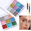 FANDAMEI Face Glitter, 2 PCS Face Glitter Gel 18 Grids, Body Hair Glitter for Kids Women for Makeup, Halloween Rave Concert Face Paint Glitter view 1
