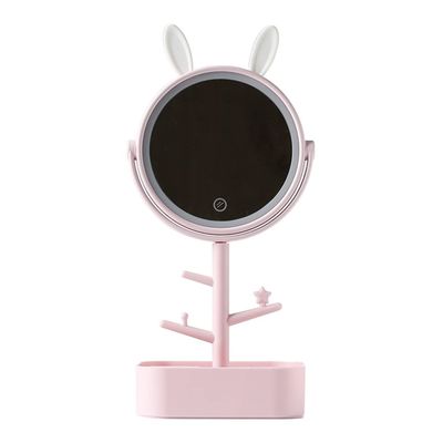 A1DFDFGOQSFG Desktop Vanity Mirror Desktop Makeup Mirror LED Lighted Rotating Mirror Magnifying Mirror Makeup Mirror Ladies Makeup Light with Storage Box Suitable for Travel