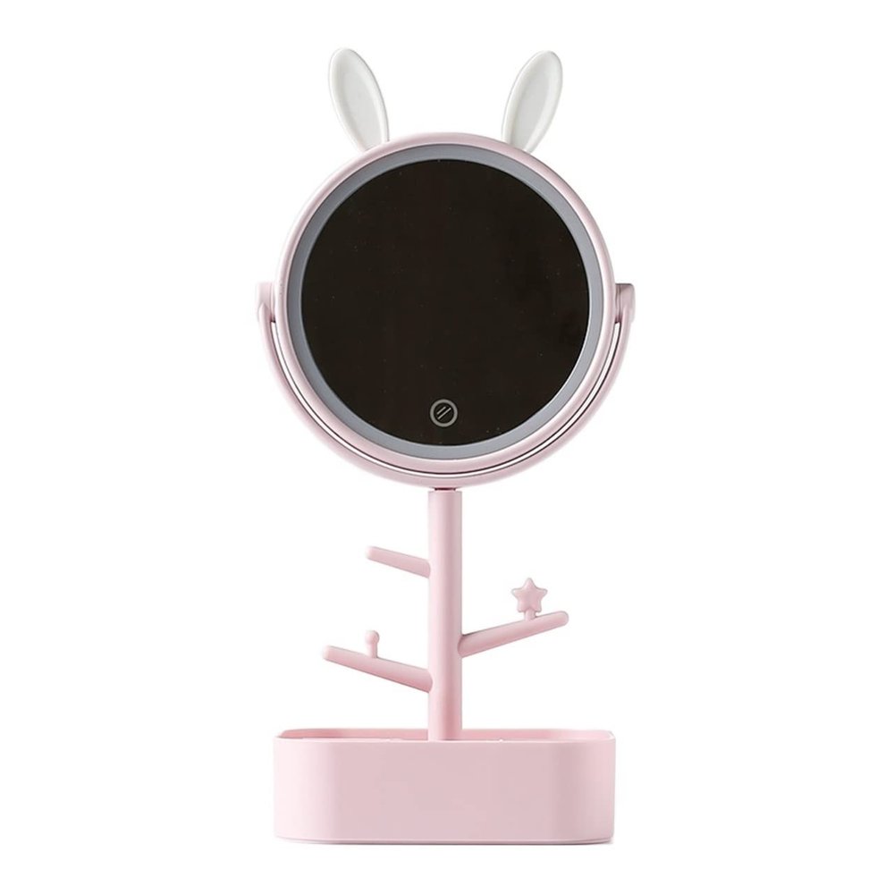 A1DFDFGOQSFG Desktop Vanity Mirror Desktop Makeup Mirror LED Lighted Rotating Mirror Magnifying Mirror Makeup Mirror Ladies Makeup Light with Storage Box Suitable for Travel