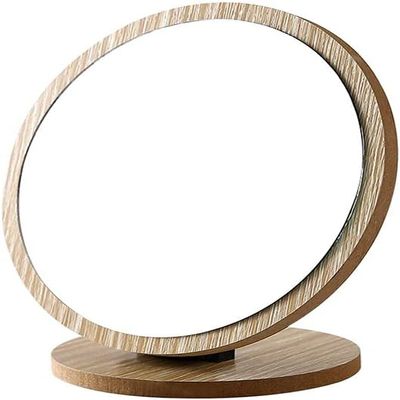 A1DFDFGOQSFG Mirror Oval Compact Table Mirror Standing Wood Framed Mirror Desktop Mirror 90 Degree Rotating Mirror for Makeup Cosmetic Mirror