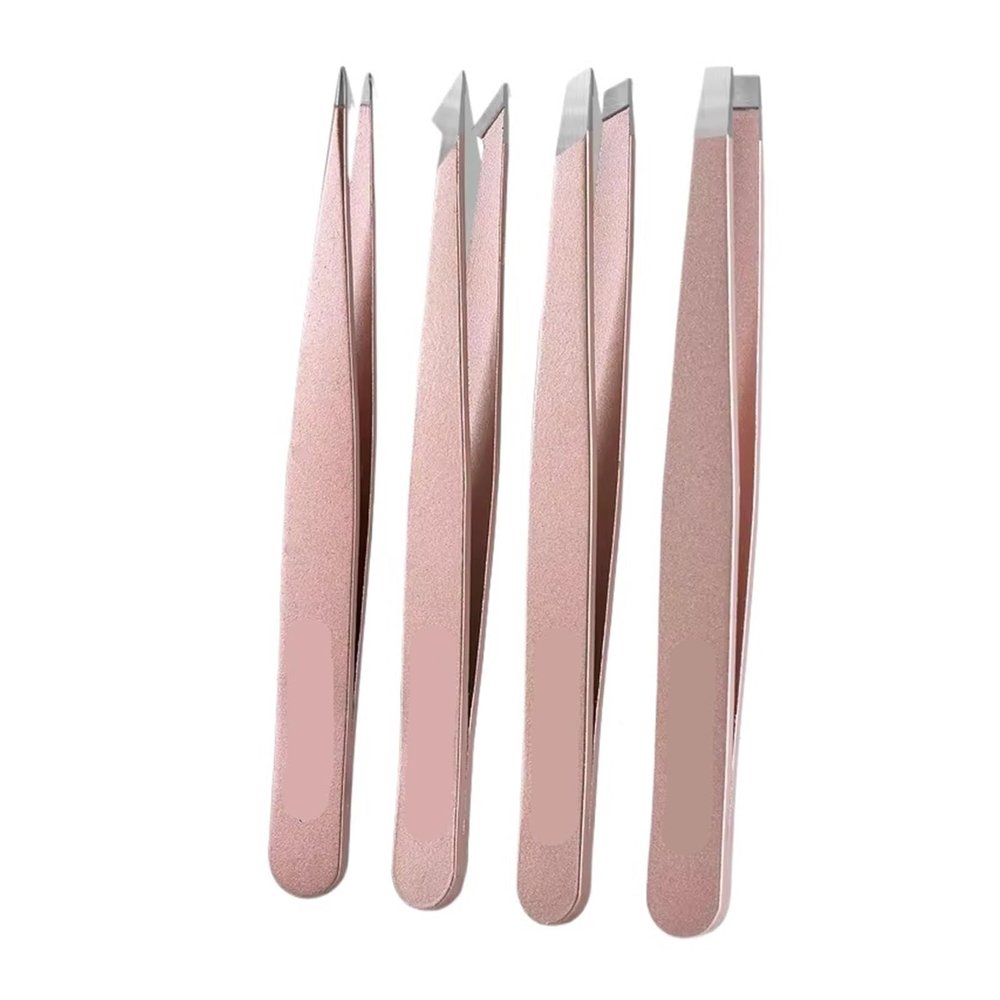 4Pcs Multi-Use Precision Stainless Steel Tweezers(4Pcs-Pink)