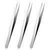 3 PCS Fine Tip Tweezers, Straight Precision Pointed Tweezers for Crafting Stainless Steel Eyelash Tweezer Needle Nose Tweezer for Craft Eyelash Extensions Blackhead Hair Eyebrow Removal Jewelry-Making view 1