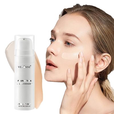 Color Changing Foundation 15ML, Liquid Makeup Colour Changing Full Coverage Flawless White Foundation with Conceale Long Lasting Moisturizing for All Skin Tones