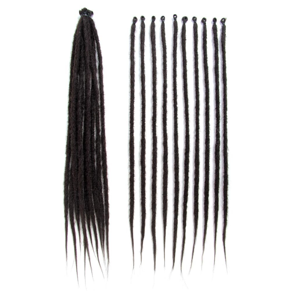 BOHOBABE 20 Inch Thin Synthetic Dreadlock Extensions 0.6cm 20 Strands Long Single End Reggae Dreadlocks Extension Brown Dreads Loc 20" (20 Strands, 4#)