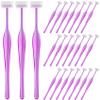PAGOW 24pcs Eyebrow Razor, T-Shape Facial Razors for Women & Men, Eyebrow Shaper and Shaver with Protective Cover, Eyebrow Trimmer Kit for Face and Eye Brow (Purple) view 1