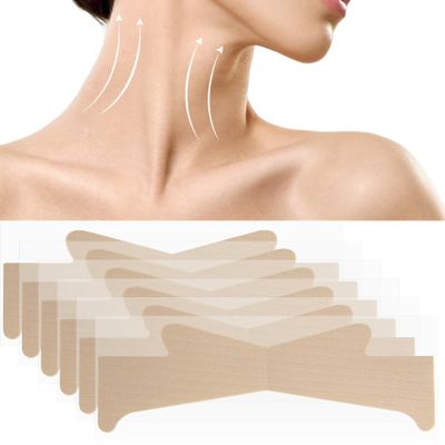 DC,CLISENCE 6pcs Invisible Neck Lifting Tape, Breathable Neck Wrinkles Lifting Patch, Soft Elastic Neck Lines Lift Sticky Strips for Women Men Makeup, Skin Care - Skin Color