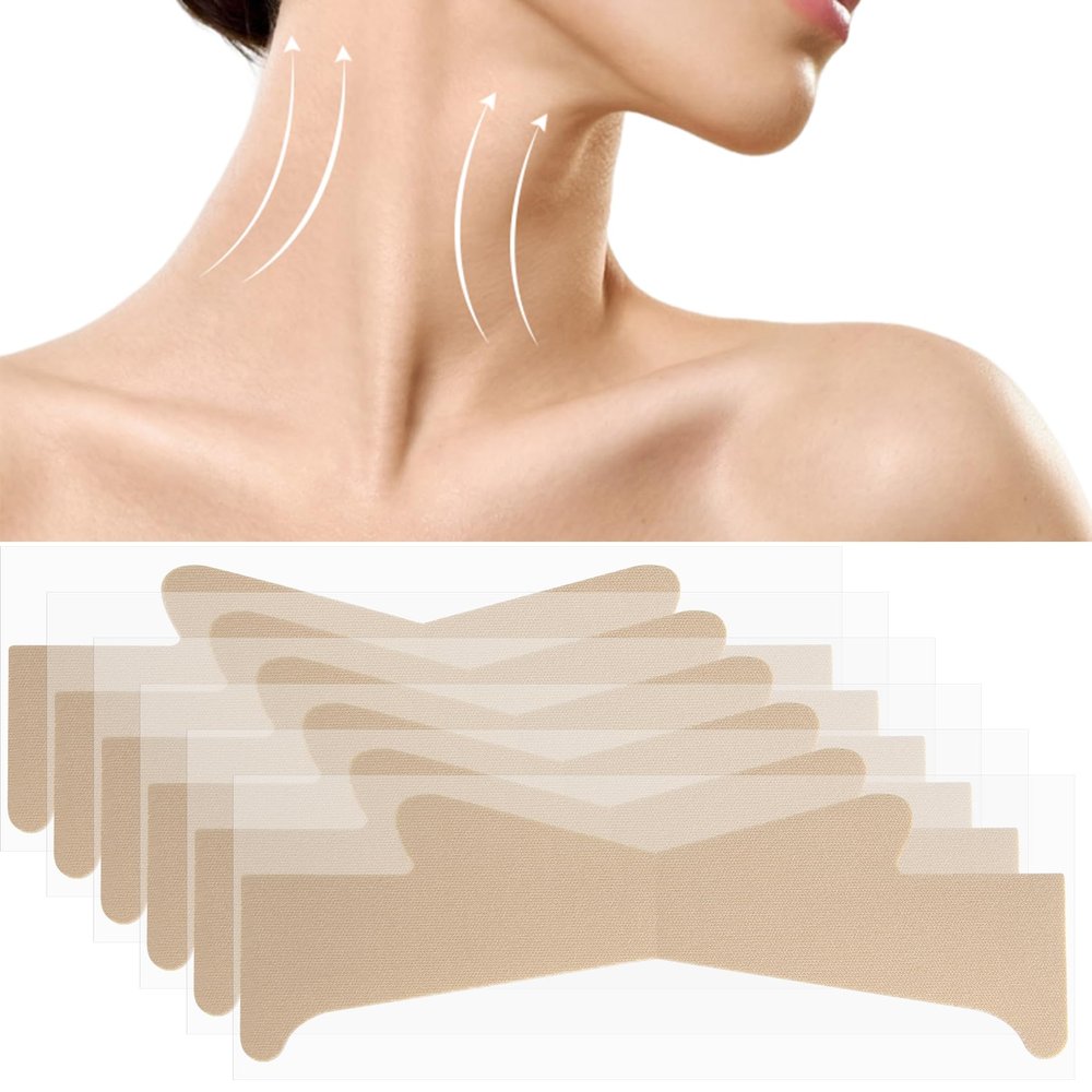 DC,CLISENCE 6pcs Invisible Neck Lifting Tape, Breathable Neck Wrinkles Lifting Patch, Soft Elastic Neck Lines Lift Sticky Strips for Women Men Makeup, Skin Care - Skin Color