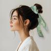 UOQFHHM Bow Hair Scrunchies for Girls - Satin Elastic Hair Ties Retro Pattern Versatile Hair Rope Ponytail Holder Comfortable and Elastic for Women Decoration,Festival Gift view 4