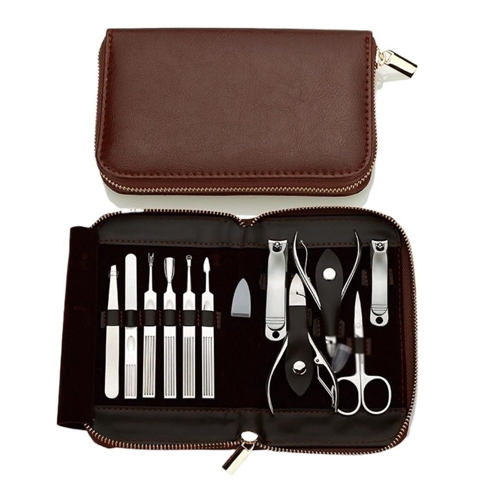 ntumLeap Mens Manicure Set Mens Grooming Kit Nail Care Kit 11 Piece Box Set of Stainless Steel Nail Clippers Nail Clippers Beauty Tools Set for Men Husband Boyfriend P,