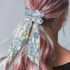 UOQFHHM Hair Ties with Bow for Women's - Satin Hair Ribbon Elastic Hair Scrunchies Literary Flower Print Accessories Stylish and Versatile for Decoration,Daily Commute view 2