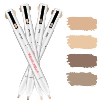 4 in 1 Makeup Pen, Eyebrow Contour Highlight Pen Brow Defining Pencil, Natural Brows Makeup Cosmetic Tool, All in One Long-Lasting Eye Pencil Compact for Travel (Blonde)