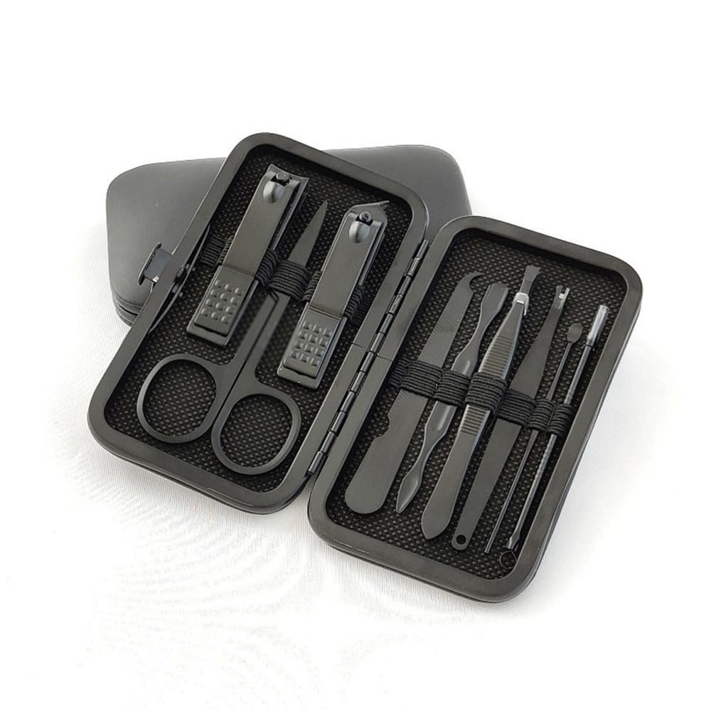 ntumLeap Manicure Professional Manicure Pedicure Set 7 Pcs Manicure Set Stainless Steel Sturdy Men Women Grooming Kit Manicure Pedicure Set Nail Care Kit Grooming,Negr,Negro