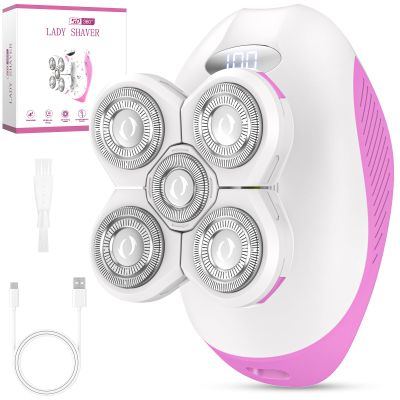Electric Razors for Women, Wet/Dry Rechargeable Rotary Shaver for Legs, Cordless Electric Razor Hair Remover Anti-Slip Lady Trimmer for Women's Leg, Hand, Bikini and Face Sensitive SkinPink
