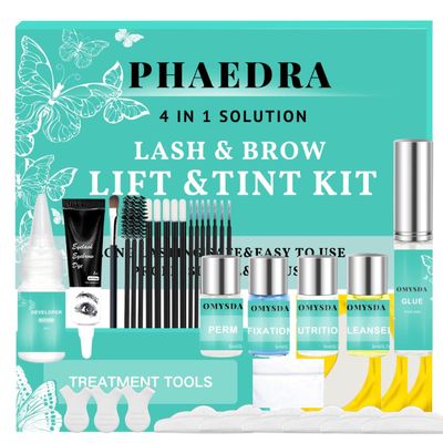 Lash Lift and Black Color Kit, Brow Lamination Kit, Professional 4 in1 Lash and Brow Perm Kit, 6-8 Weeks Long-lasting, for DIY or Professiona Use