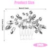 2 Pcs Bridal Hair Comb, Sparkle Prom Hair Accessories Silver, Silver Bridal Side Combs Leaf Headpiece for Parties, Dance Wedding hairs Accessories for Brides Women,Girls view 2