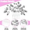 2 Pcs Bridal Hair Comb, Sparkle Prom Hair Accessories Silver, Silver Bridal Side Combs Leaf Headpiece for Parties, Dance Wedding hairs Accessories for Brides Women,Girls view 3