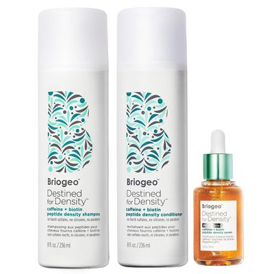 Briogeo Destined For Density Caffeine + Biotin Peptide Shampoo + Conditioner + Serum Bundle | Thicker, FullerLooking Hair | Vegan, SiliconeFree | 2 x 8 fl oz + 1.5 fl oz