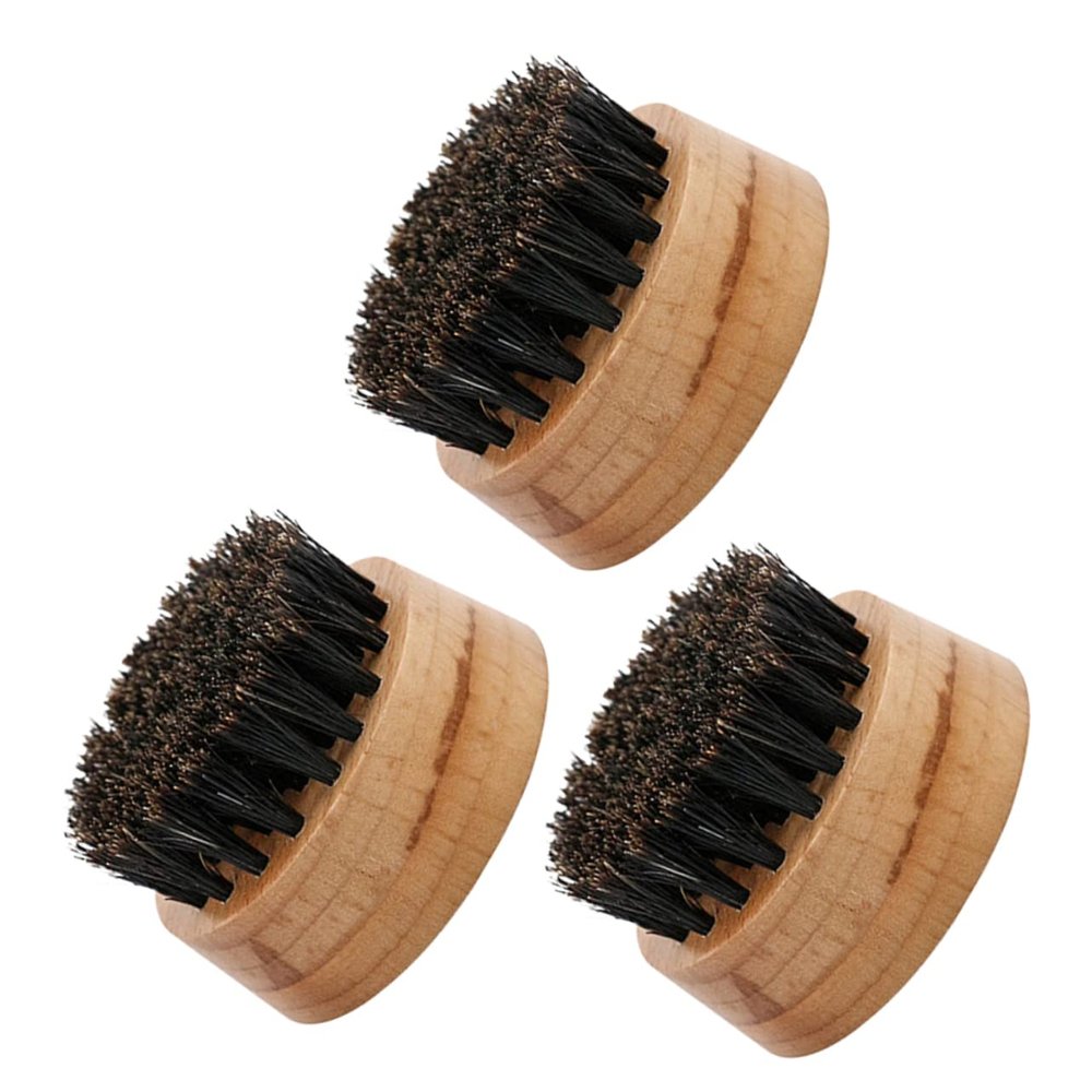 OFFIGAM 3pcs Boar Bristle Beard Brushes for Men Wooden Beard Care Tool for Grooming Compact for Travel Gentle Skin Massage Natural Oil Distribution